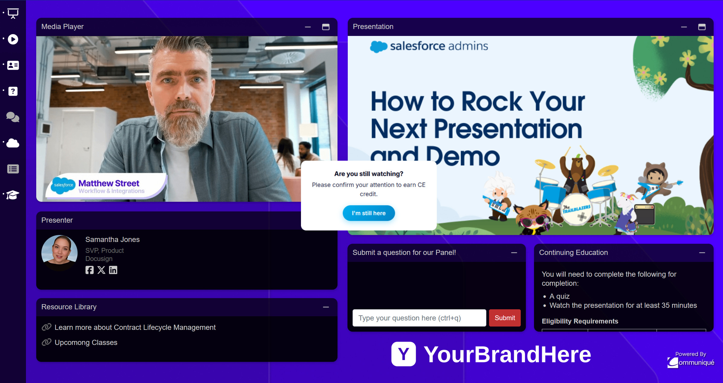 Branded continuing professional education webinar experience