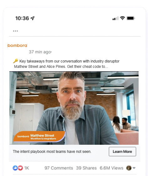 Bombora social post created by Content Studio
